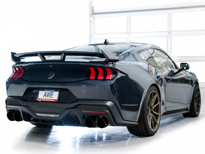 AWE 2024 Ford Mustang Dark Horse S650 RWD SwitchPath Catback Exhaust w/ Quad Diamond Black Tips - Bull Strap