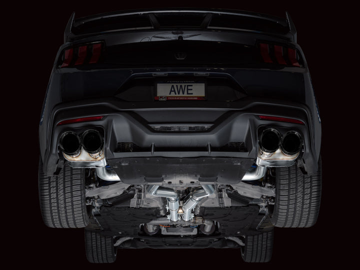 AWE 2024 Ford Mustang Dark Horse S650 RWD SwitchPath Catback Exhaust w/ Quad Diamond Black Tips - Bull Strap
