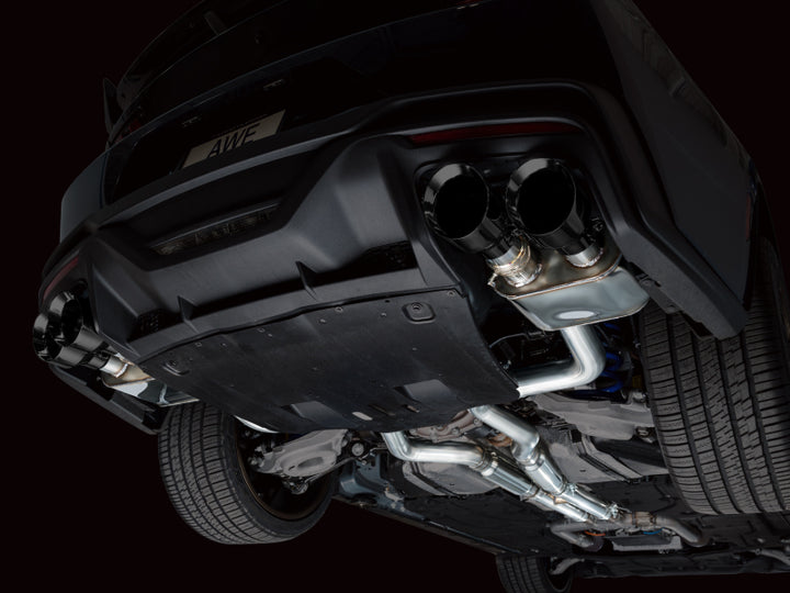 AWE 2024 Ford Mustang Dark Horse S650 RWD SwitchPath Catback Exhaust w/ Quad Diamond Black Tips - Bull Strap