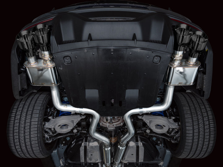 AWE 2024 Ford Mustang Dark Horse S650 RWD SwitchPath Catback Exhaust w/ Quad Diamond Black Tips - Bull Strap