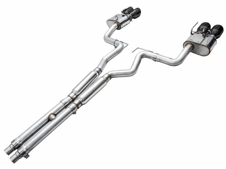 AWE 2024 Ford Mustang Dark Horse S650 RWD SwitchPath Catback Exhaust w/ Quad Diamond Black Tips - Bull Strap