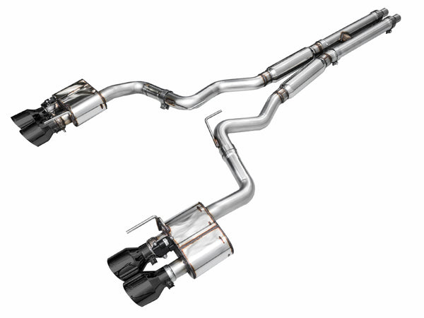 AWE 2024 Ford Mustang GT Fastback S650 RWD SwitchPath Catback Exhaust w/ Quad Diamond Black Tips - Bull Strap