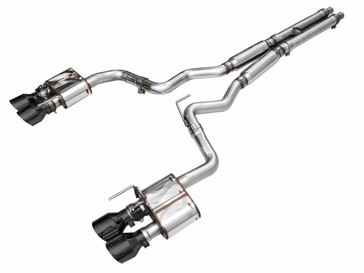 AWE 2024 Ford Mustang GT Fastback S650 RWD SwitchPath Catback Exhaust w/ Quad Diamond Black Tips - Bull Strap