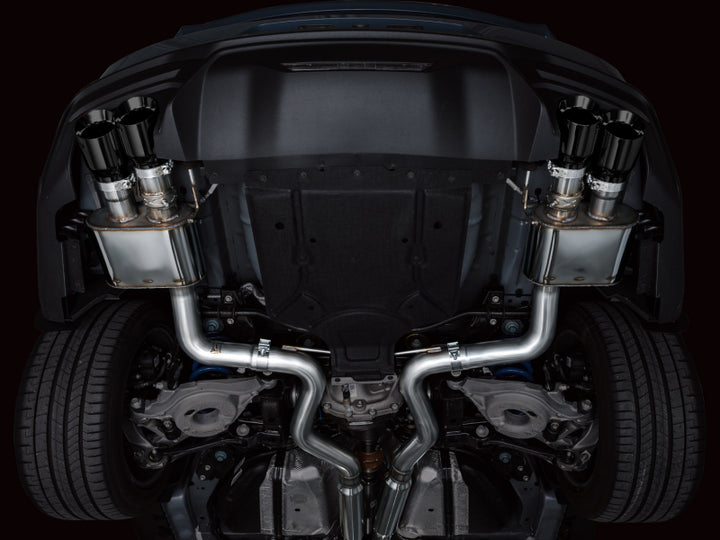 AWE 2024 Ford Mustang GT Fastback S650 RWD SwitchPath Catback Exhaust w/ Quad Diamond Black Tips - Bull Strap