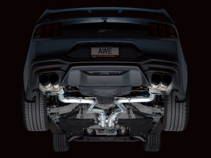 AWE 2024 Ford Mustang GT Fastback S650 RWD SwitchPath Catback Exhaust w/ Quad Diamond Black Tips - Bull Strap
