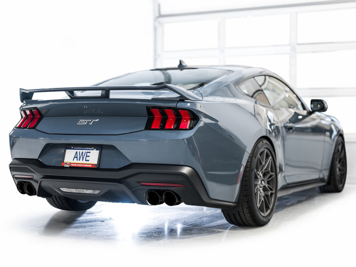 AWE 2024 Ford Mustang GT Fastback S650 RWD SwitchPath Catback Exhaust w/ Quad Diamond Black Tips - Bull Strap
