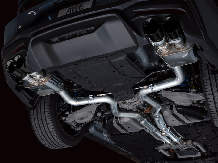 AWE 2024 Ford Mustang GT Fastback S650 RWD SwitchPath Catback Exhaust w/ Quad Diamond Black Tips - Bull Strap