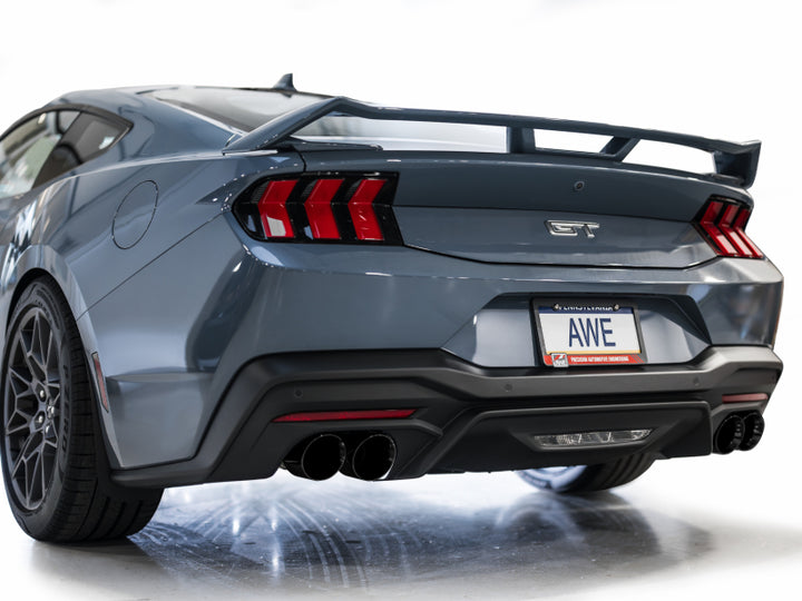 AWE 2024 Ford Mustang GT Fastback S650 RWD SwitchPath Catback Exhaust w/ Quad Diamond Black Tips - Bull Strap