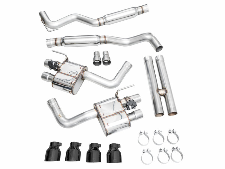 AWE 2024 Ford Mustang GT Fastback S650 RWD SwitchPath Catback Exhaust w/ Quad Diamond Black Tips - Bull Strap