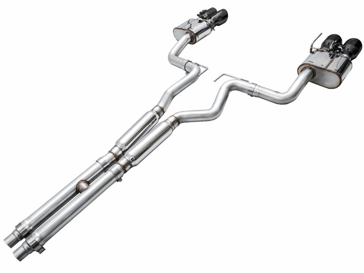 AWE 2024 Ford Mustang GT Fastback S650 RWD SwitchPath Catback Exhaust w/ Quad Diamond Black Tips - Bull Strap