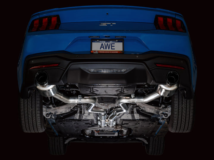 AWE 2024 Ford Mustang GT Fastback S650 RWD Touring Catback Exhaust w/ Dual Diamond Black Tips - Bull Strap