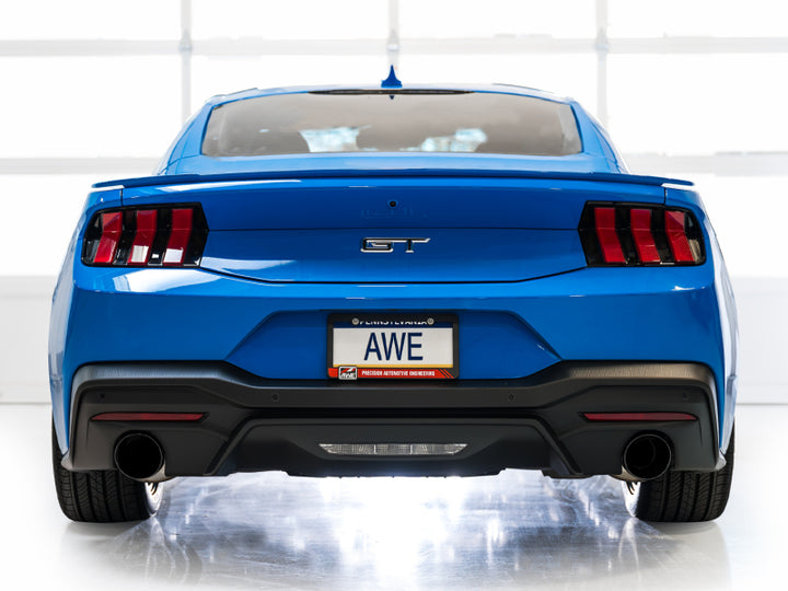 AWE 2024 Ford Mustang GT Fastback S650 RWD Touring Catback Exhaust w/ Dual Diamond Black Tips - Bull Strap