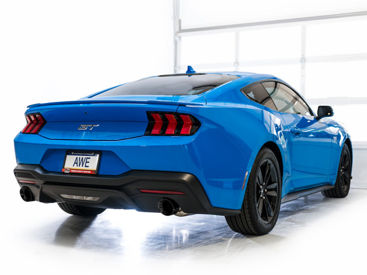 AWE 2024 Ford Mustang GT Fastback S650 RWD Touring Catback Exhaust w/ Dual Diamond Black Tips - Bull Strap