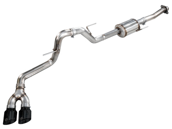 AWE 21-25 Ford F150 (14th Gen Reg Cab) Cat-Back Exhaust - 4.5in Dual Side Exit Diamond Black Tips - Bull Strap