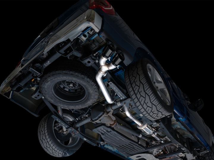 AWE 21-25 Ford F150 (14th Gen Reg Cab) Cat-Back Exhaust - 4.5in Dual Side Exit Diamond Black Tips - Bull Strap