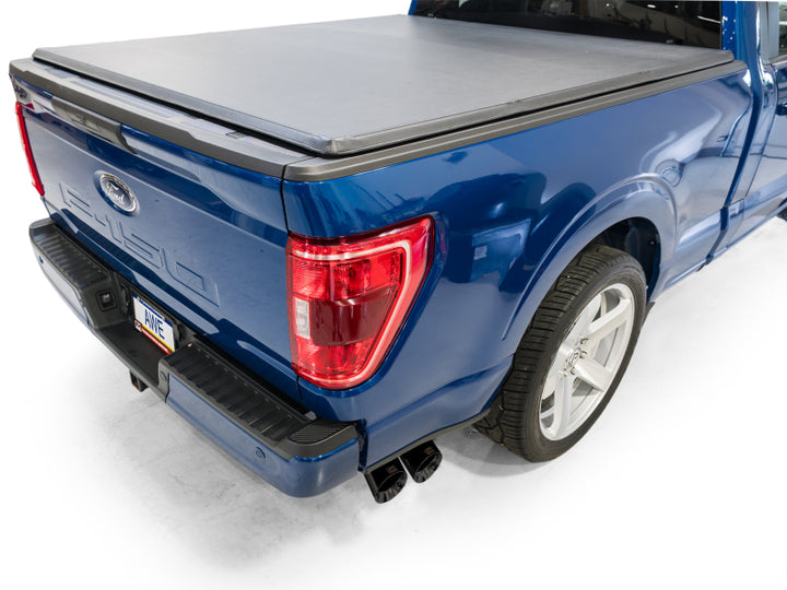 AWE 21-25 Ford F150 (14th Gen Reg Cab) Cat-Back Exhaust - 4.5in Dual Side Exit Diamond Black Tips - Bull Strap