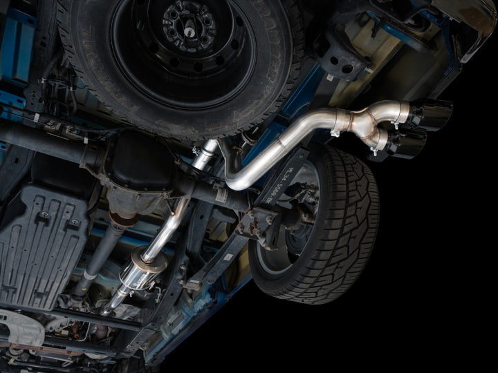 AWE 21-25 Ford F150 (14th Gen Reg Cab) Cat-Back Exhaust - 4.5in Dual Side Exit Diamond Black Tips - Bull Strap