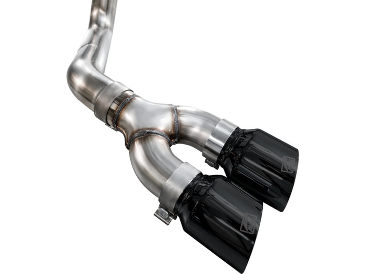 AWE 21-25 Ford F150 (14th Gen Reg Cab) Cat-Back Exhaust - 4.5in Dual Side Exit Diamond Black Tips - Bull Strap