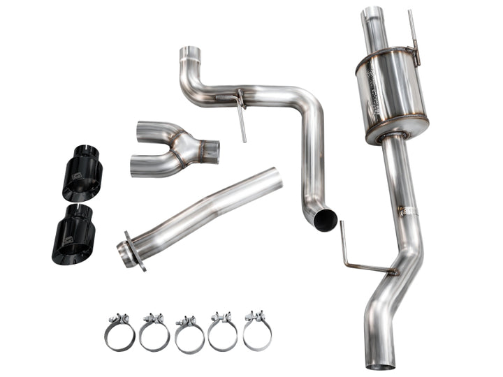AWE 21-25 Ford F150 (14th Gen Reg Cab) Cat-Back Exhaust - 4.5in Dual Side Exit Diamond Black Tips - Bull Strap