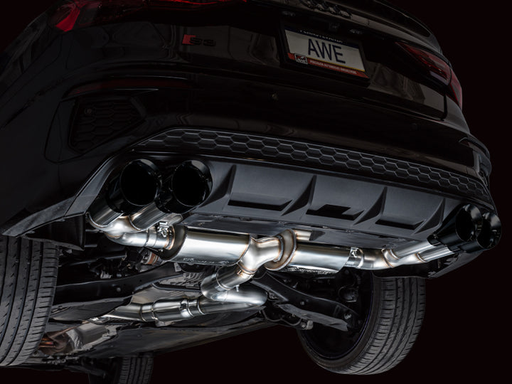AWE 22-24 Audi 8Y S3 Touring Edition Exhaust - Diamond Black Tips - Bull Strap