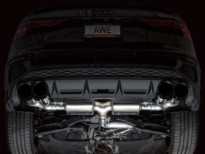 AWE 22-24 Audi 8Y S3 Touring Edition Exhaust - Diamond Black Tips - Bull Strap