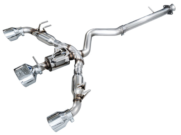 AWE 23-24 Toyota GR Corolla Track Edition Catback Exhaust - Chrome Silver Tips - Bull Strap