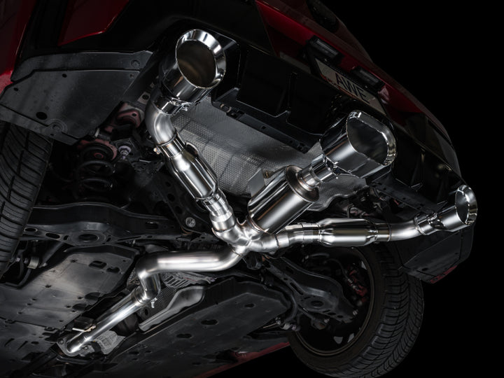 AWE 23-24 Toyota GR Corolla Track Edition Catback Exhaust - Chrome Silver Tips - Bull Strap