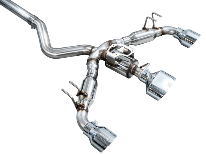 AWE 23-24 Toyota GR Corolla Track Edition Catback Exhaust - Chrome Silver Tips - Bull Strap