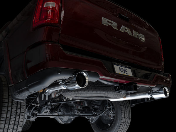 AWE 25+ RAM 1500 3.0TT 0FG Catback Touring Exhaust - Chrome Silver Tips - Bull Strap