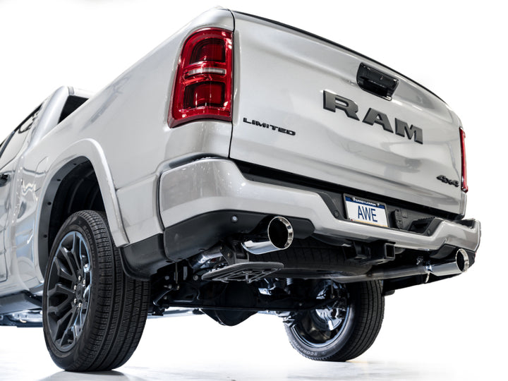 AWE 25+ RAM 1500 3.0TT 0FG Catback Touring Exhaust - Chrome Silver Tips - Bull Strap