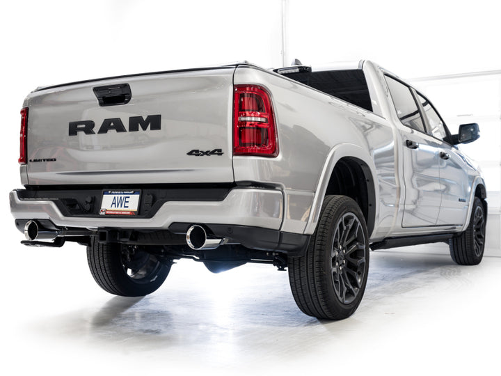 AWE 25+ RAM 1500 3.0TT 0FG Catback Touring Exhaust - Chrome Silver Tips - Bull Strap