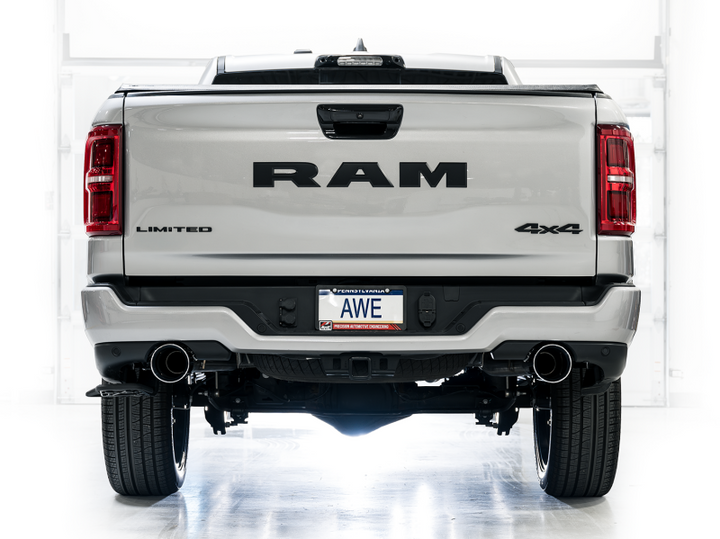 AWE 25+ RAM 1500 3.0TT 0FG Catback Touring Exhaust - Chrome Silver Tips - Bull Strap