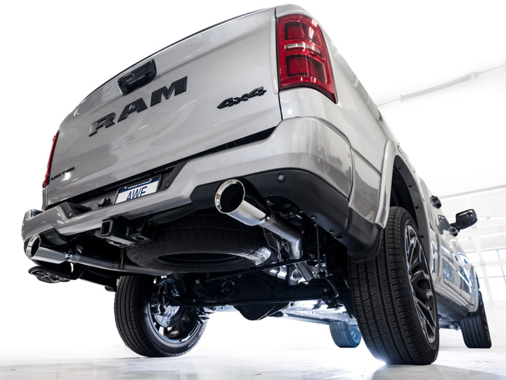 AWE 25+ RAM 1500 3.0TT 0FG Catback Touring Exhaust - Chrome Silver Tips - Bull Strap