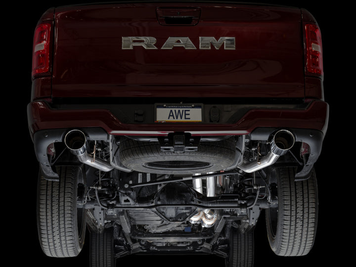 AWE 25+ RAM 1500 3.0TT 0FG Catback Touring Exhaust - Chrome Silver Tips - Bull Strap