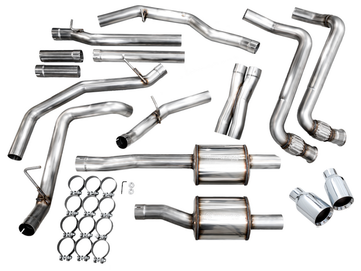 AWE 25+ RAM 1500 3.0TT 0FG Catback Touring Exhaust - Chrome Silver Tips - Bull Strap