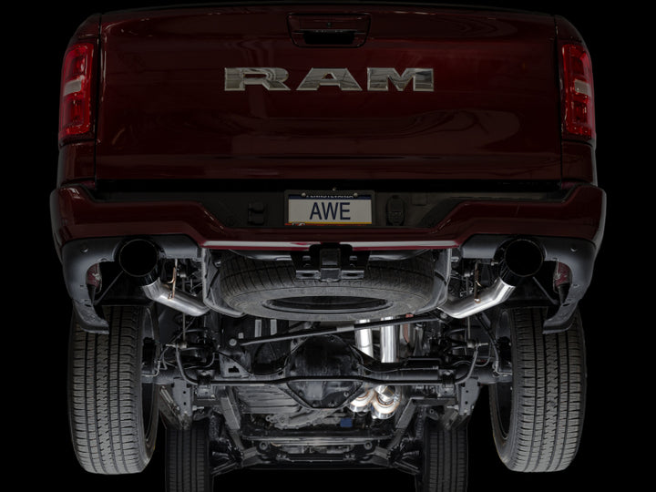 AWE 25+ RAM 1500 3.0TT 0FG Catback Touring Exhaust - Diamond Black Tips - Bull Strap