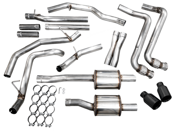 AWE 25+ RAM 1500 3.0TT 0FG Catback Touring Exhaust - Diamond Black Tips - Bull Strap