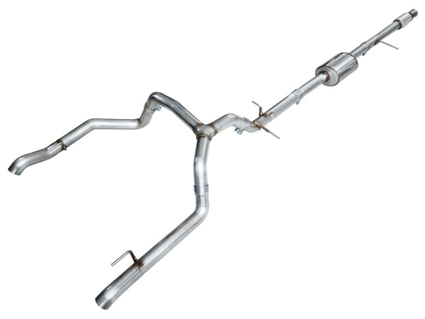 AWE 4th Gen GM 1500 5.3L 0FG Catback Split Rear Exit (w/ Bumper Cutouts) - OE Tips - Bull Strap