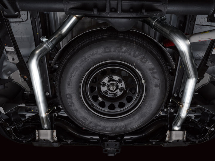 AWE 4th Gen GM 1500 6.2L Catback Split Rear Exit (w/ Bumper Cutouts) - OE Tips - Bull Strap