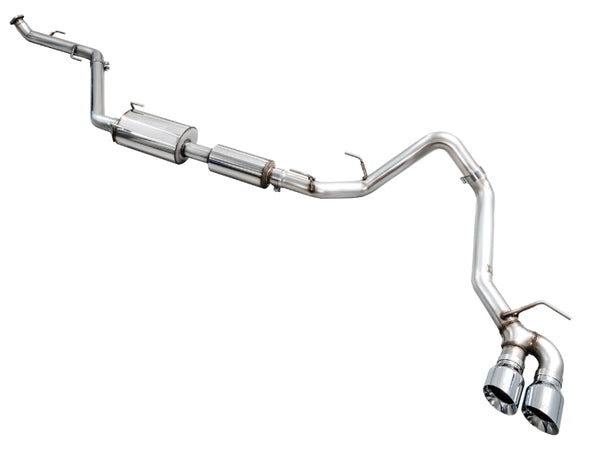 AWE Exhaust for 4th Gen Toyota Tacoma Dual Chrome Silver Tips - Bull Strap