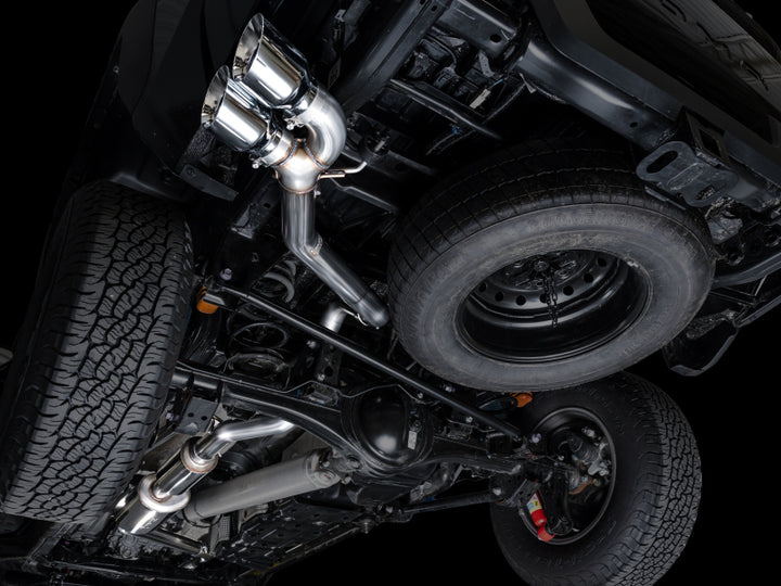 AWE Exhaust for 4th Gen Toyota Tacoma Dual Chrome Silver Tips - Bull Strap