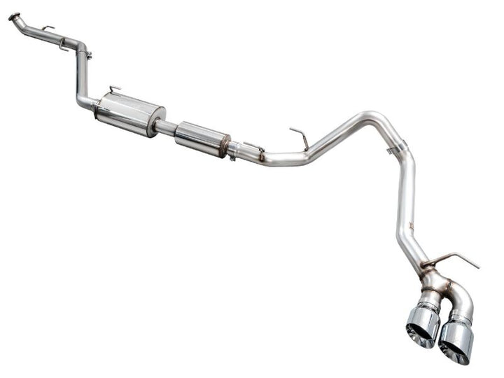 AWE Exhaust for 4th Gen Toyota Tacoma Dual Chrome Silver Tips - Bull Strap