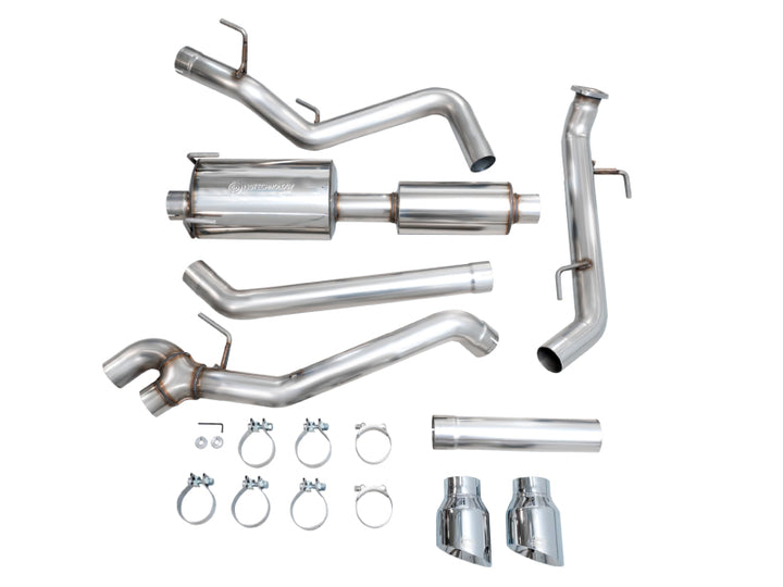 AWE Exhaust for 4th Gen Toyota Tacoma Dual Chrome Silver Tips - Bull Strap