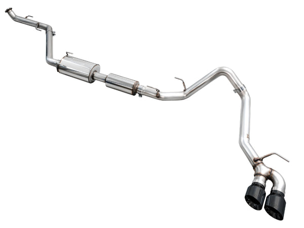 AWE Exhaust for 4th Gen Toyota Tacoma Dual Diamond Black Tips - Bull Strap