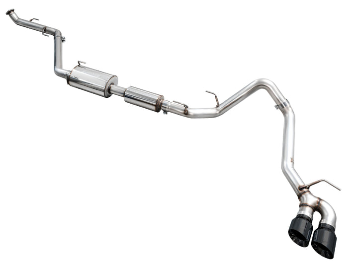 AWE Exhaust for 4th Gen Toyota Tacoma Dual Diamond Black Tips - Bull Strap