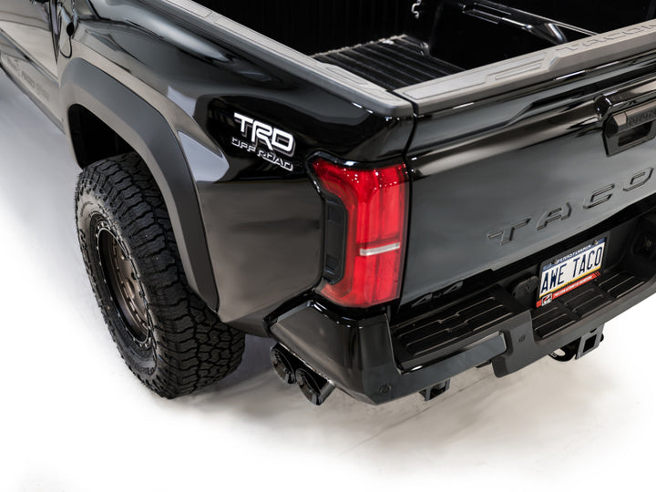 AWE Exhaust for 4th Gen Toyota Tacoma Dual Diamond Black Tips - Bull Strap