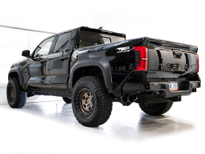 AWE Exhaust for 4th Gen Toyota Tacoma Dual Diamond Black Tips - Bull Strap