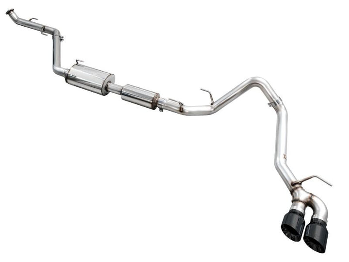AWE Exhaust for 4th Gen Toyota Tacoma Dual Diamond Black Tips - Bull Strap