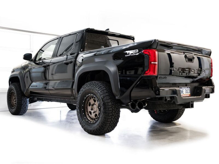 AWE Exhaust for 4th Gen Toyota Tacoma Dual Diamond Black Tips - Bull Strap