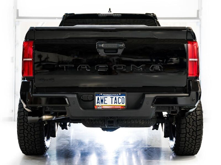 AWE Exhaust for 4th Gen Toyota Tacoma Dual Diamond Black Tips - Bull Strap